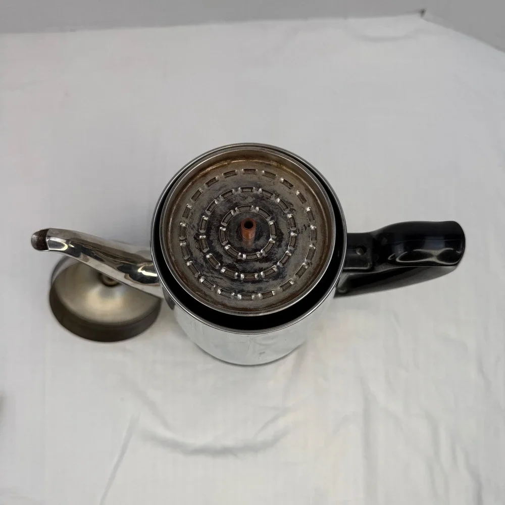 Vintage General Electric 10 Cup Chrome Electric Coffee Percolator GE Pot Retro